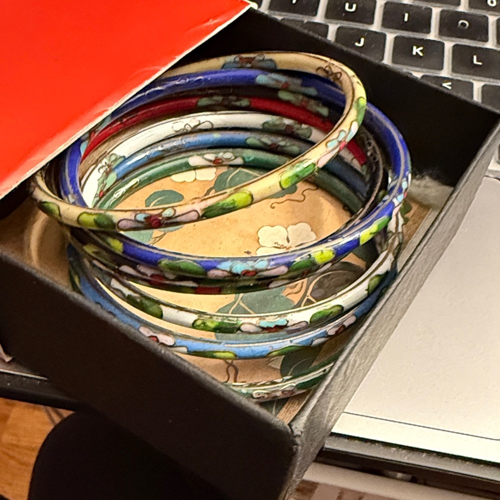 Set of enamel bangles
